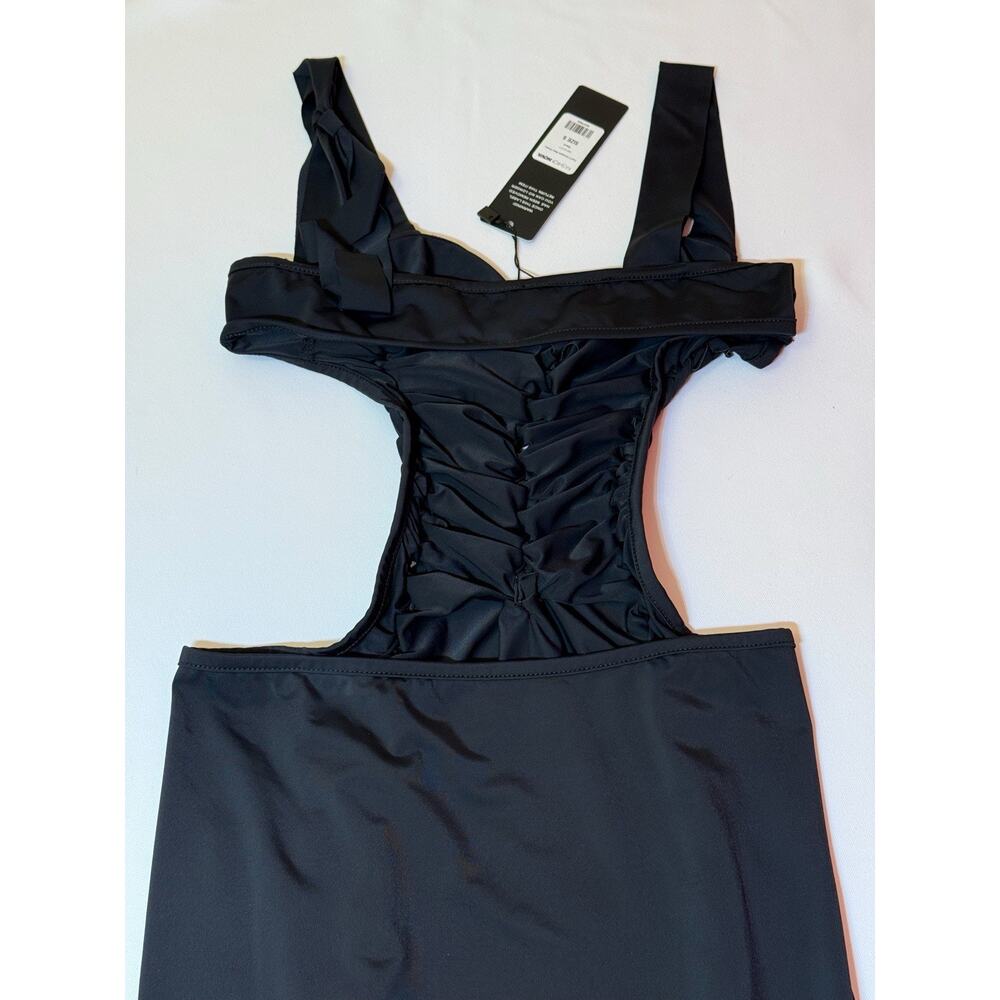 New Sz Small ❤️ Fashion Nova Women’s Open Back Bodycon Black Pencil Midi Dress - Picture 6 of 8